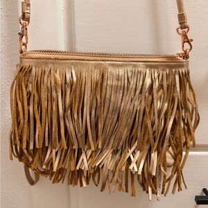 Fringe Rose Gold Crossbody Fringe Bag